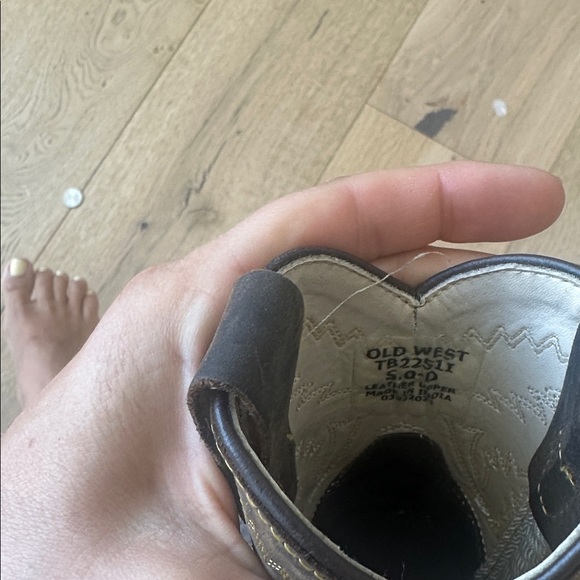 Old West Dark Brown Kids cowboy Boots 5 - Picture 3 of 5